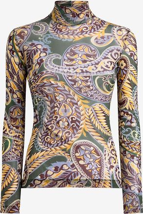 Etro Transparentes T&uuml;llshirt mit Stehkragen