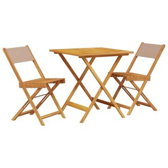Berkfield Home 3 Piece Bistro Set Taupe Fabric & Solid Wood