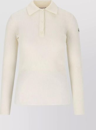 Moncler sleeved polo collar ribbed texture top