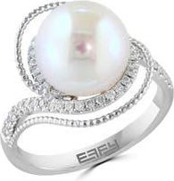 Effy 14K White Gold Cultured Freshwater Pearl & Diamond Ring at Nordstrom Rack, Size 7