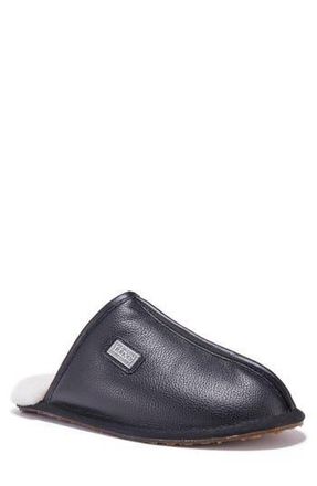 Australia Luxe Twinface Sheepskin Genuine Shearling Lined Scuff Slipper in Black Leather at Nordstrom Rack, Size Small