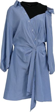 Maje Trompe-loeil Shirt Mini Dress in Light Blue Cotton
