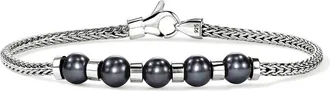 John Hardy JH Essential Grey Pearl Bracelet, 2.5mm in Silver Grey at Nordstrom, Size Medium