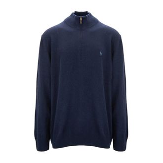 Ralph Lauren Zipper Sweater - Heren - Coltruien - Blauw - M - Wol - Truien & Vesten
