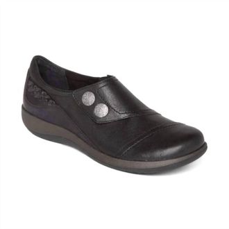 Aetrex Womens Karina Leather Monk Strap Shoe - Wide In Black