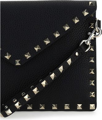 Valentino Garavani Womens Leather Pouch Rockstud Black Calfskin Wallets & Purses