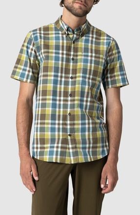 Outdoor Research Rooftop Short Sleeve Button-Down Shirt in Dark Olive Plaid at Nordstrom, Size Xx-Large