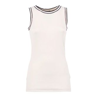 Fabiana Filippi Sleeveless Tops, female, White, Size: S Canotta Vogatore in Jersey Costina con Bordi Maglia Bicolore