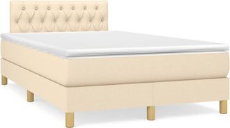 vidaXL Cama Box Spring Con Colch&oacute;n Y Luces Led Tela Crema 120x190 Cm Vidaxl