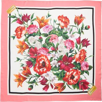 Dolce & Gabbana Rafia Floral Print Silk Scarf in Ha5Qx Fiori Fdo Bco Nat at Nordstrom