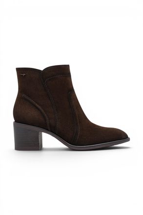 Tamaris Womens Mocca Brown Suede Leather Heeled Ankle Boots - 25313-47