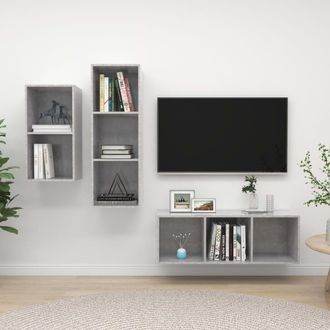 Berkfield Home 3 Piece TV Cabinet Set Concrete Grey Engineered Wood