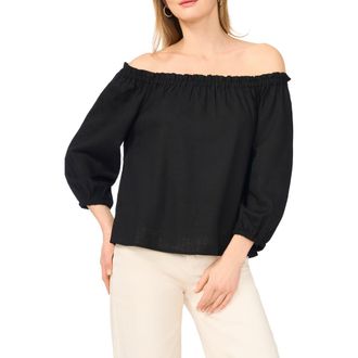 Vince Camuto Off the Shoulder Puff Sleeve Top in Rich Black at Nordstrom Rack, Size X-Large