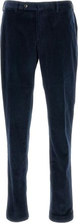PT01 Textured Blue Corduroy Pants With Tailored Fit