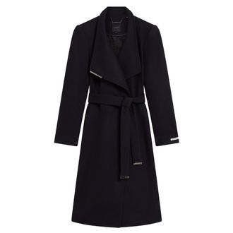 Ted Baker Rose Midi Length Belted Wool Navy Wrap Coat