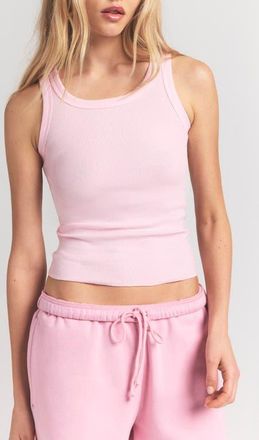 SKIMS Stretch Cotton Rib Scoop Tank in Cherry Blossom at Nordstrom, Size Xx-Small