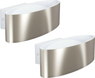 Loops 2 PACK Wall Light Colour White Satin Nickel Shade Transparent Plastic LED 10W