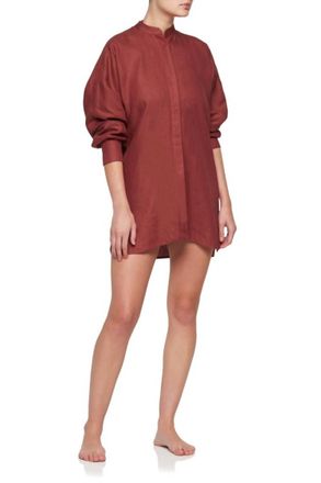 Bondi Born Linen Relaxed Everywhere Shirt In Terracotta