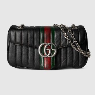 Gucci Jetset GG Marmont Medium Shoulder Bag, Black, Leather