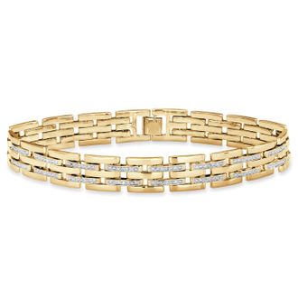 Palm Beach Jewelry Mens Diamond Accent Gold-Plated Bar-Link Bracelet 9