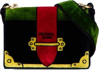 Prada Pre-owned Cross Body Bags, female, Multicolor, Size: ONE SIZE Pre-owned Velvet Shoulder Bag