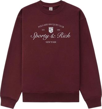 Sporty & Rich Syracuse Crewneck met borduring - Dames - Sweatshirts - Rood - L - Hoodies & sweatvesten