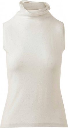 Kinross Cashmere Womens Sequin Sleeveless Funnel Tank In Ivory