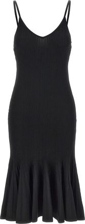 Khaite Black Ribbed Queen Midi Dress Size XS