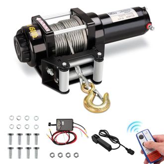 OEM Cabrestante El&eacute;ctrico De 12 V, Capacidad De Tracci&oacute;n De Hasta 2041 Kg (4500 Lb), Cable De Acero De 10 M, Color Negro, Control Remoto Inal&aacute;mbrico Con C