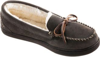 Isotoner Suede Faux Shearling Line Slipper in Ash at Nordstrom Rack, Size X-Large