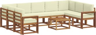 vidaXL Conjunto De Sof&aacute;s De Exterior 10 Uds. Natural Y Crema Vidaxl
