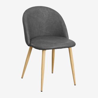 Sklum Sklum - Pack De 4 Sillas De Comedor Tapizada En Polipiel Kana Gris Antracita