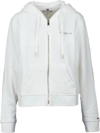 Tommy Hilfiger White Hooded Zip-Up Sweatshirt