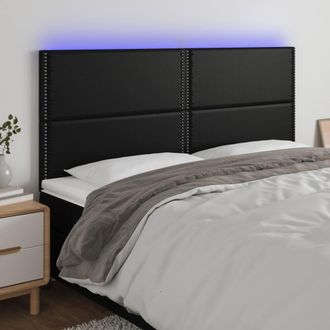 vidaXL Cabecero Con Luces Led Cuero Sint&eacute;tico Negro 200x5x118/128 Cm Vidaxl