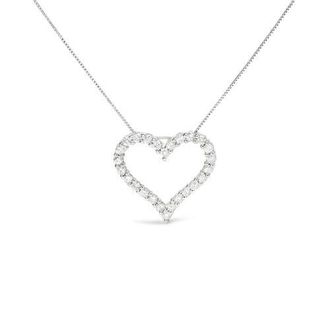 House of Brilliance Silver 2.0 Cttw Diamond Open Heart 18 Pendant Necklace in White at Nordstrom