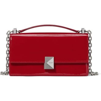 Kate Spade New York mini deco patent leather convertible chain crossbody bag in Dark Scarlet at Nordstrom