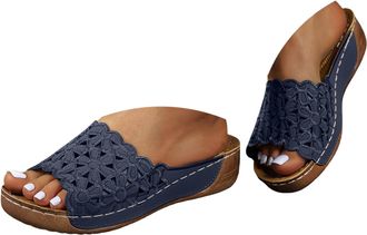 Generic Orthopedic Wedge Sandals for Women Summer Dressy 2025 Casual Open Toe Solid Color Wedge Heel Slides Comfortable Walking Orthotic Platform Sandals with