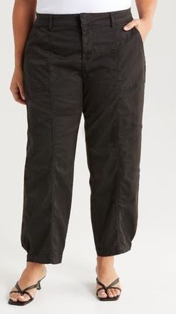 Sanctuary Sahara Tapered Stretch Cotton Utility Pants in Black at Nordstrom Rack, Size 14W