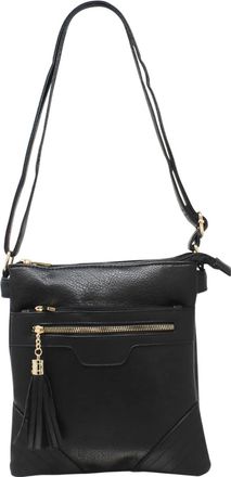 Generic Ladies Dual Compartments Tassel Shoulder Handbag Women Crossbody Messenger Bag 6671 (Black)