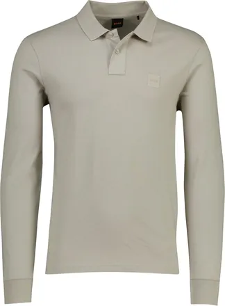 HUGO BOSS Khaki poloshirt Boss Orange Passerby lange mouwen