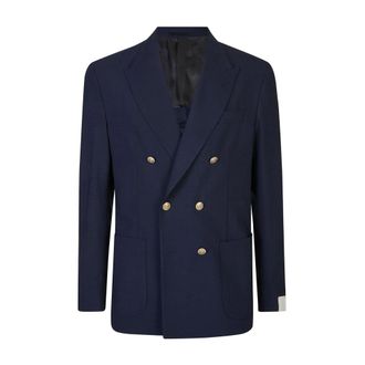 Eleventy Blazers, male, Blue, Size: 2XL Giacca Doppio Petto P Lancia
