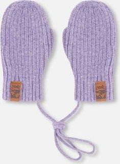 Deux par Deux Girl Rib Knit Mittens with Cord in Lavender at Nordstrom, Size 18-24 M