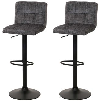 Hhg Nunca Usado] Lote De 2 Taburetes De Bar Hhg 847, Taburete De Barra Taburete De Bar, Altura Regulable Giratorio, Tejido De Chenilla (465 G/m&sup2;) Mvg, Gri