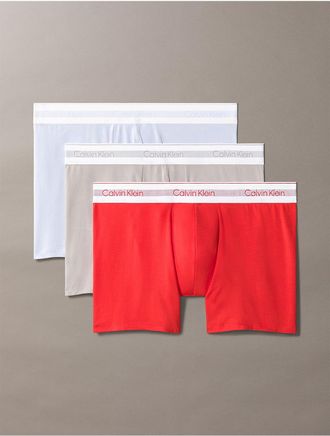 Calvin Klein Mens Icon Modal Mesh 3-Pack Boxer Brief - Orange - XL