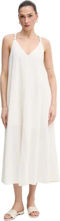 DKNY Linnenmix jurk met strik aan de achterkant - Dames - Casual kleedjes - Beige - L - Linnen - Kleedjes