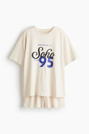 H&M Bedruckter Pyjama - Hellbeige