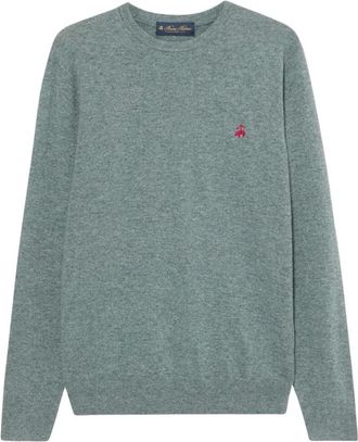 Brooks Brothers Truien & Vesten, Heren, Groen, L, Wol, Lamswol Crewneck