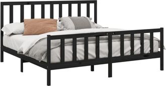 vidaXL Vidaxl - Bed Frame without Mattress Black 200x200 cm Solid Wood Pine