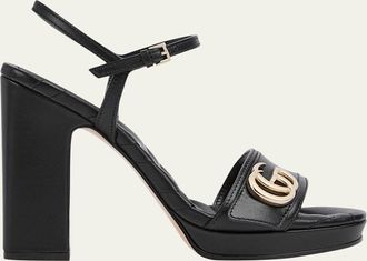 Gucci 95mm GG Marmont Leather Platform Sandals