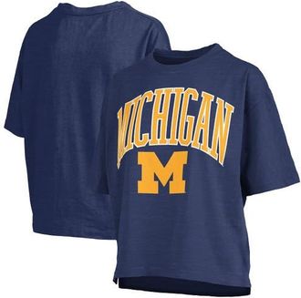 Pressbox Womens Pressbox Navy Michigan Wolverines Nelson Arch Over Logo Waist Length Oversized Slub T-Shirt at Nordstrom, Size Xx-Large